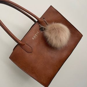 Guess brown bag with pom pom